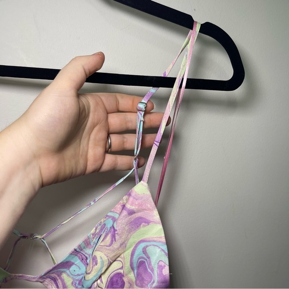 Zara Fairy grunge Babydoll Pastel Marble Mini Dress Cutout Front NWT Size XL - Picture 7 of 10